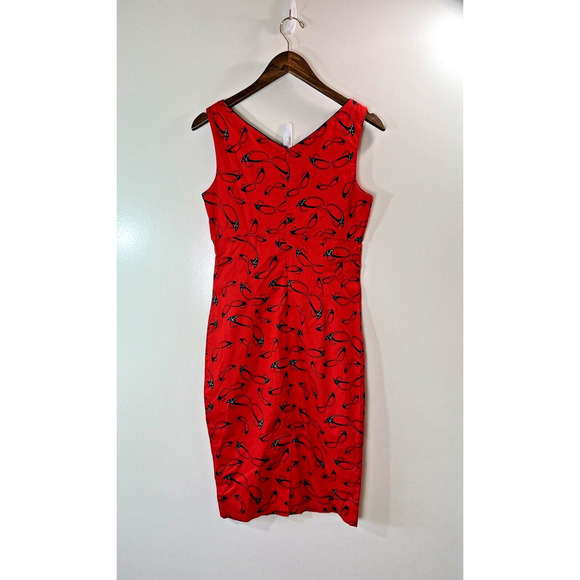 Voodoo Vixen Womens Dress Size M Red Black 1950 Sunglass Print Retro Pin Up NWTS - Picture 2 of 8